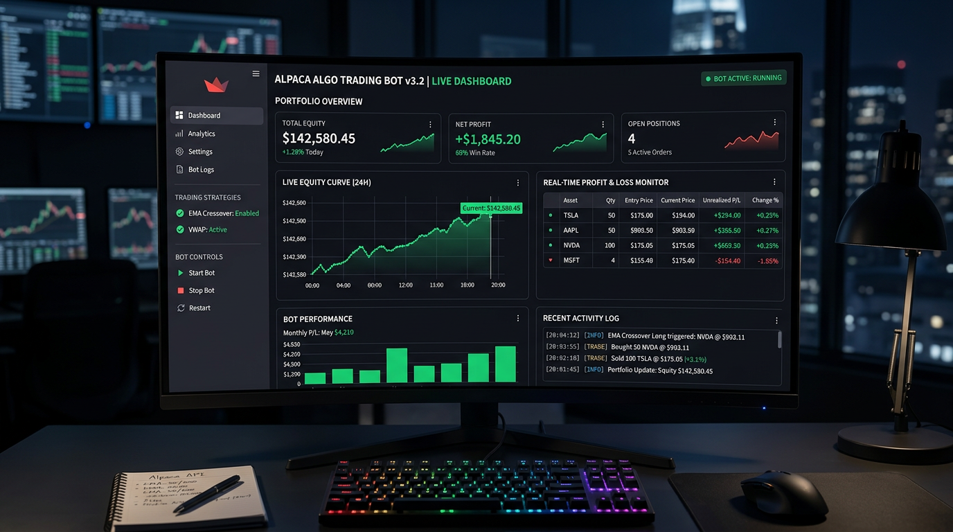 Python algorithmic trading bot running on QuantVPS server