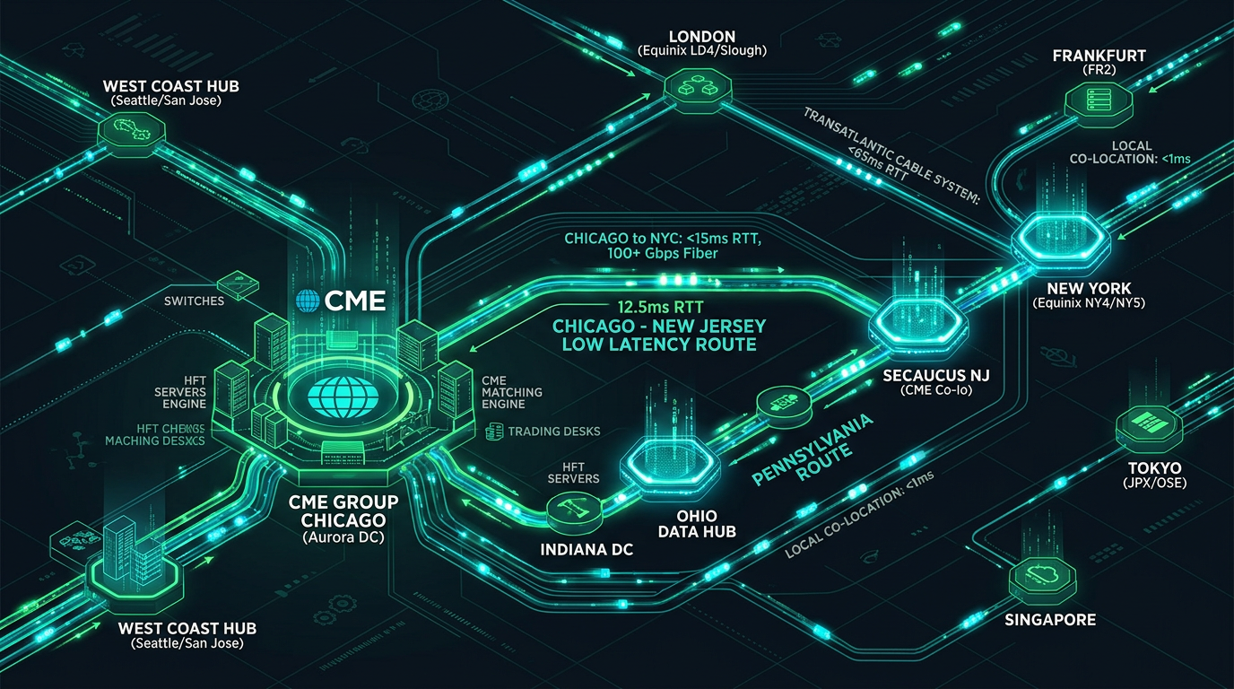 Low latency trading network infrastructure connecting QuantVPS to CME Group Chicago