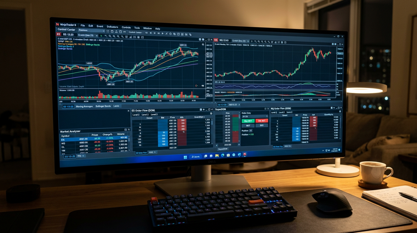 NinjaTrader 8 running on QuantVPS Windows Server 2022